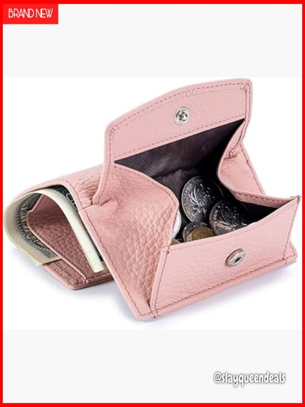 RFID Blocking Leather Trifold Wallet Compact with Coin Pocket Mini